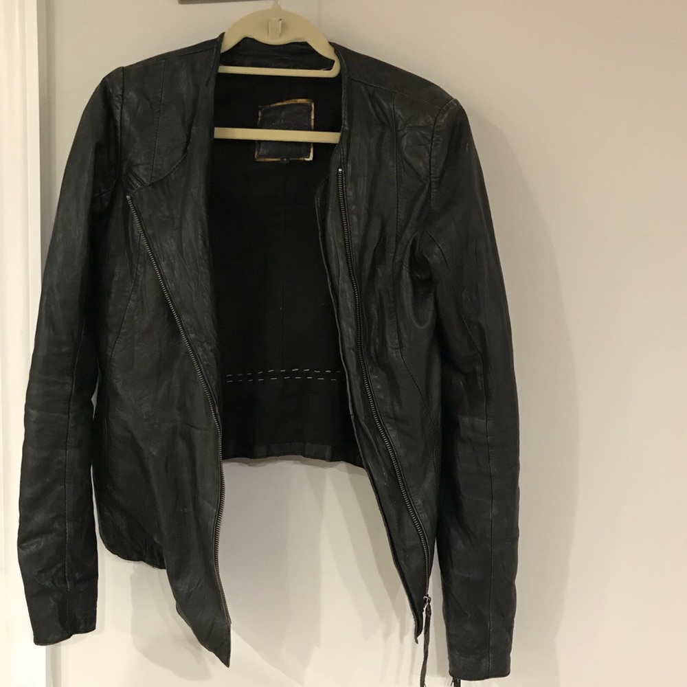 Black real leather jacket
